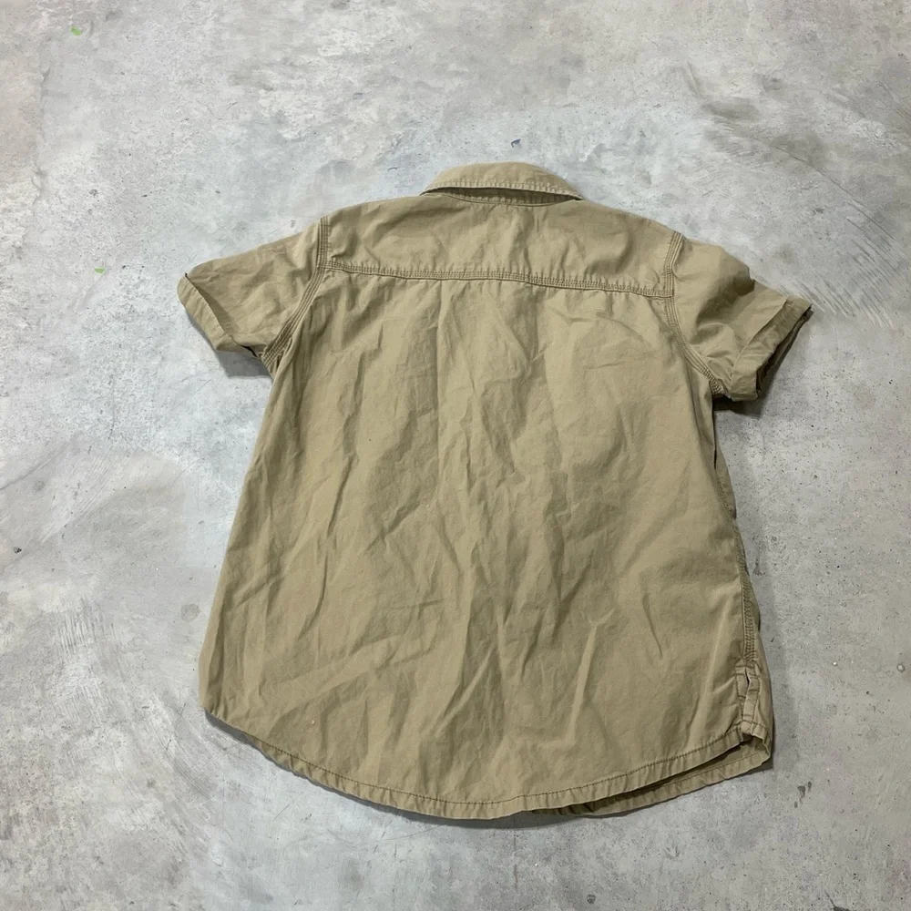 Carhartt Womens Brown Duck Short Sleeve Top Blouse Button Down Size Medium 8-10 - Picture 7 of 7